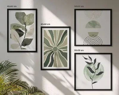 Sada obrazů Geometrické tvary rostlin moderní provedení