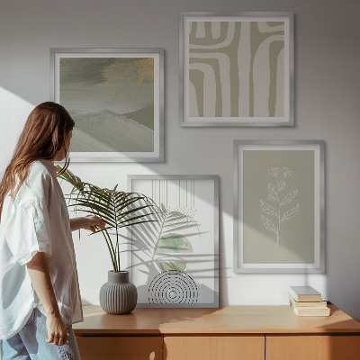 Dekorativní sada obrazů Geometrické rostlinné vzory