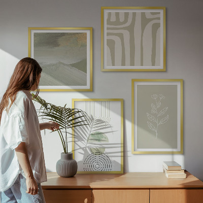 Dekorativní sada obrazů Geometrické rostlinné vzory
