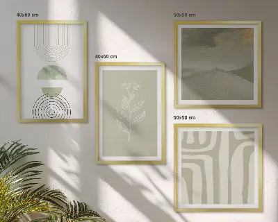 Geometrické rostlinné vzory dekorativní sada obrazů