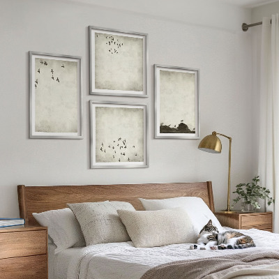 Dekorativní sada obrazů Minimalistická malba ptáků
