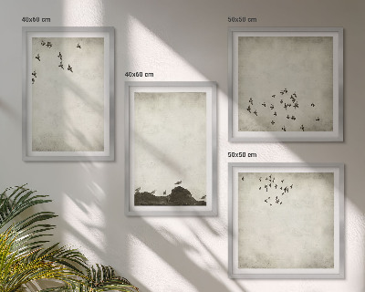Dekorativní sada obrazů Minimalistická malba ptáků