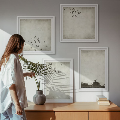 Dekorativní sada obrazů Minimalistická malba ptáků