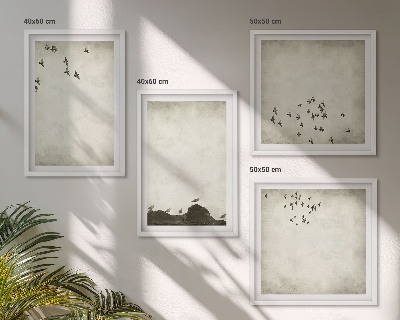 Dekorativní sada obrazů Minimalistická malba ptáků