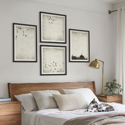 Dekorativní sada obrazů Minimalistická malba ptáků