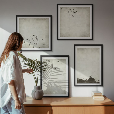 Dekorativní sada obrazů Minimalistická malba ptáků