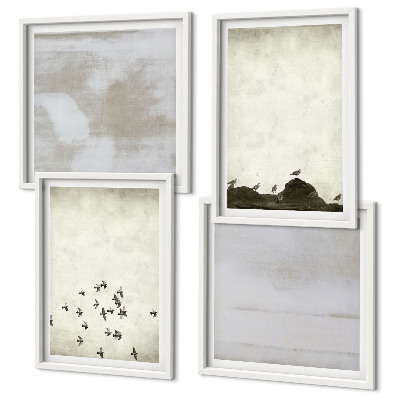 Dekorativní sada obrazů Minimalističtí ptáci za letu