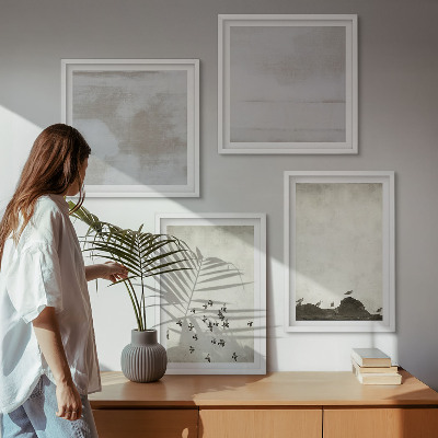 Dekorativní sada obrazů Minimalističtí ptáci za letu
