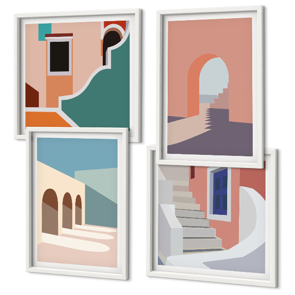 Dekorativní sada obrazů Pastelová minimalistická grafika