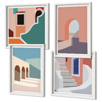 Dekorativní sada obrazů Pastelová minimalistická grafika