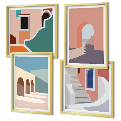 Dekorativní sada obrazů Pastelová minimalistická grafika