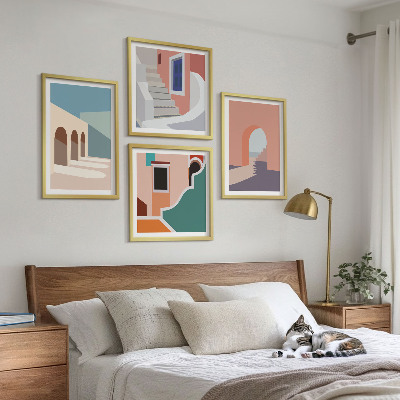 Dekorativní sada obrazů Pastelová minimalistická grafika
