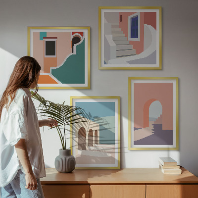 Dekorativní sada obrazů Pastelová minimalistická grafika