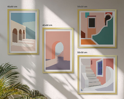 Dekorativní sada obrazů Pastelová minimalistická grafika