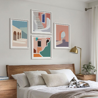 Dekorativní sada obrazů Pastelová minimalistická grafika