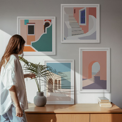 Dekorativní sada obrazů Pastelová minimalistická grafika