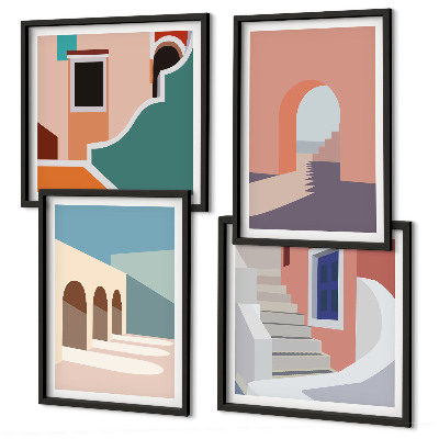 Dekorativní sada obrazů Pastelová minimalistická grafika