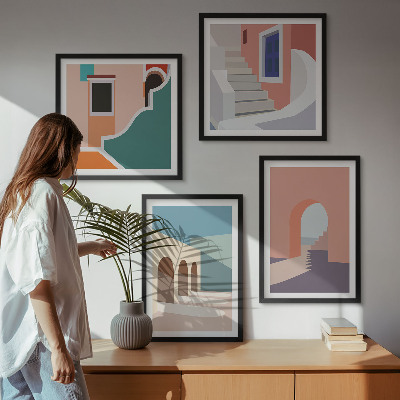 Dekorativní sada obrazů Pastelová minimalistická grafika