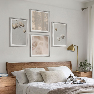 Moderní sada obrazů Plážové dekorace s kameny v boho stylu