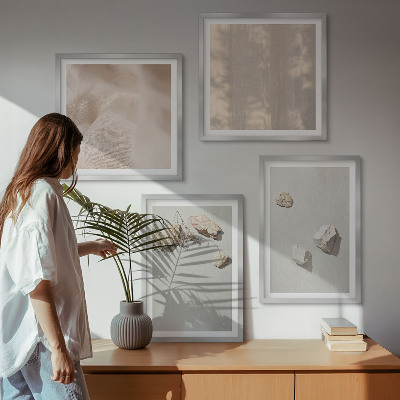 Moderní sada obrazů Plážové dekorace s kameny v boho stylu