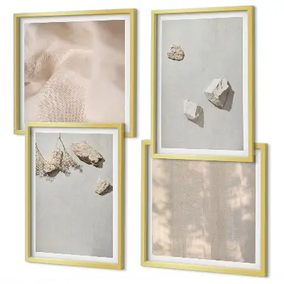 Moderní sada obrazů s plážovými dekoracemi s kameny v boho stylu