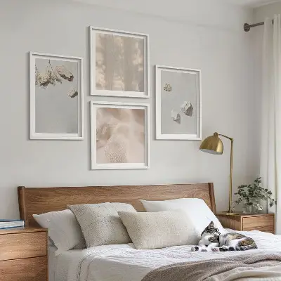 Moderní sada obrazů s plážovými dekoracemi s kameny v boho stylu