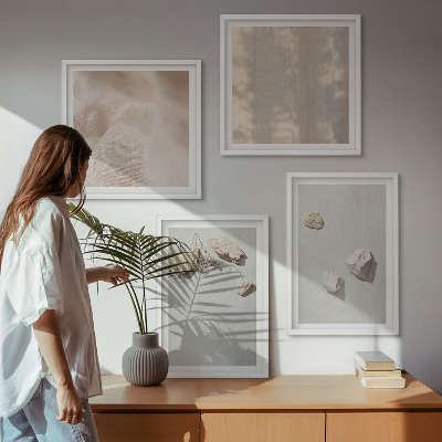 Moderní sada obrazů Plážové dekorace s kameny v boho stylu