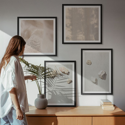 Moderní sada obrazů Plážové dekorace s kameny v boho stylu