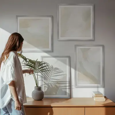 Moderní sada obrazů abstraktní malba štětcem na plátně
