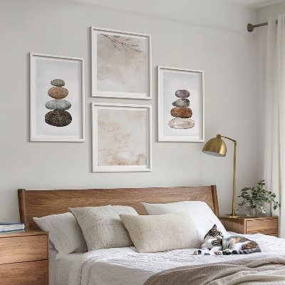 Dekorativní sada obrazů Hromady kamenů boho malování