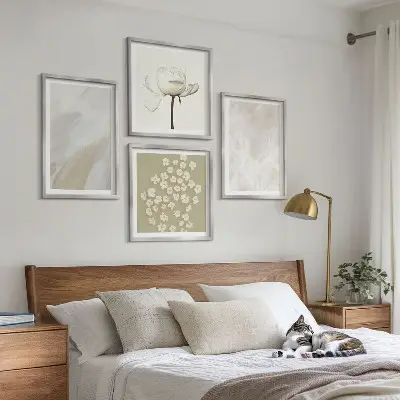 Moderní sada obrazů s motivem květin v módním boho stylu s texturou