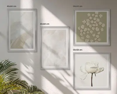 Moderní sada obrazů s motivem květin v módním boho stylu s texturou