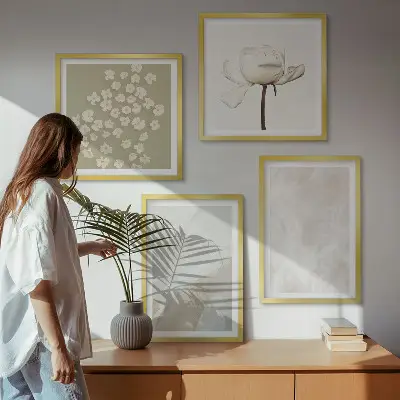 Moderní sada obrazů s motivem květin v módním boho stylu s texturou