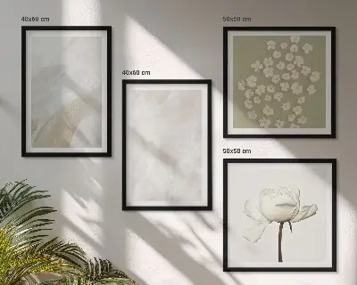 Moderní sada obrazů s motivem květin v módním boho stylu s texturou