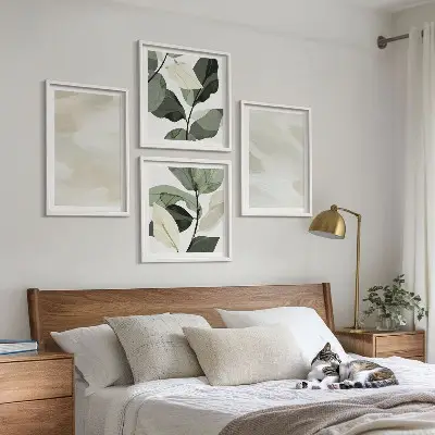 Dekorativní sada obrazů v jasných abstraktních boho barvách