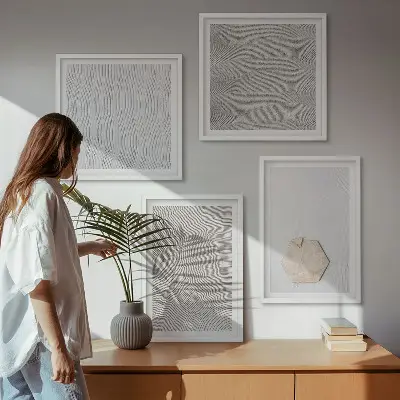 Dekorativní sada obrazů lehké boho pískové textury