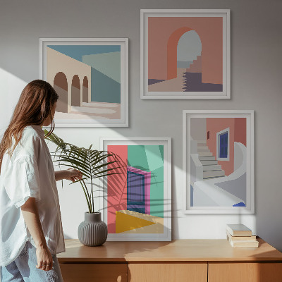 Dekorativní sada obrazů Barevné moderní budovy