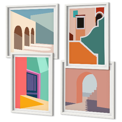 Moderní sada obrazů Barevné ilustrace města
