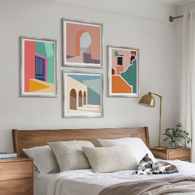 Moderní sada obrazů Barevné ilustrace města