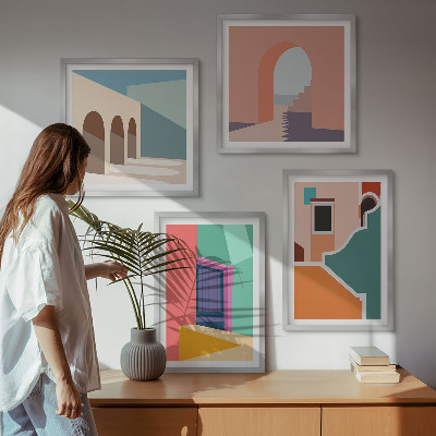 Moderní sada obrazů Barevné ilustrace města