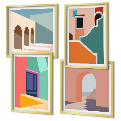 Moderní sada obrazů Barevné ilustrace města