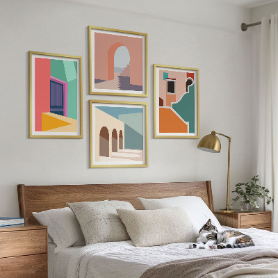Moderní sada obrazů Barevné ilustrace města