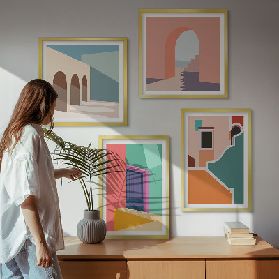 Moderní sada obrazů Barevné ilustrace města