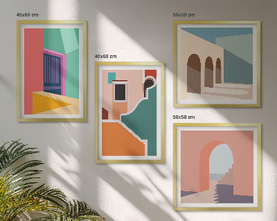 Moderní sada obrazů Barevné ilustrace města