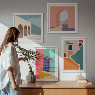Moderní sada obrazů Barevné ilustrace města