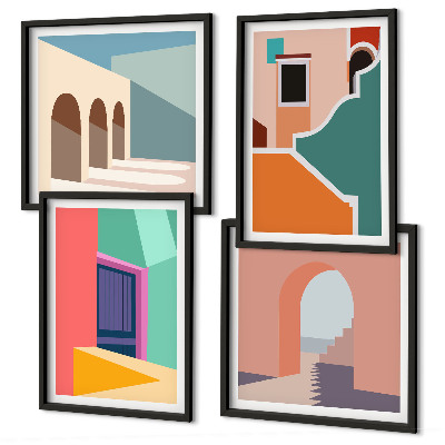 Moderní sada obrazů Barevné ilustrace města
