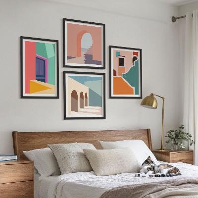 Moderní sada obrazů Barevné ilustrace města