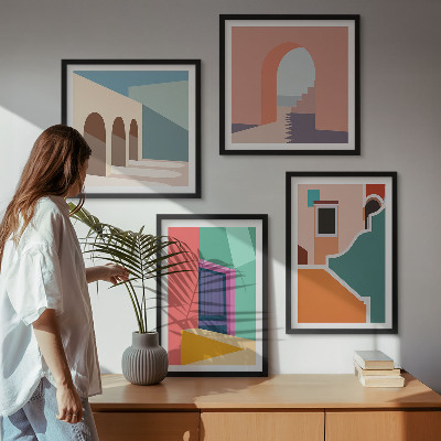 Moderní sada obrazů Barevné ilustrace města