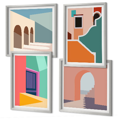 Moderní sada obrazů Barevné ilustrace města