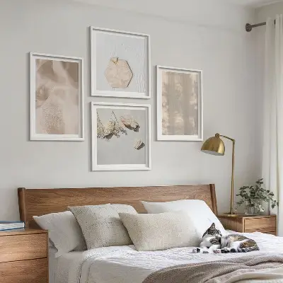 Dekorativní sada obrazů s motivem jemných přírodních boho textur